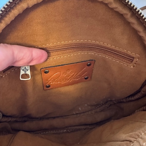 Patricia Nash Vintage Round Canteen Brown Leather Crossbody Handbag Purse - Picture 7 of 8